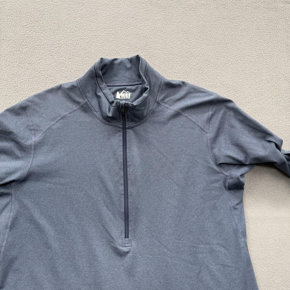 REI Co-op Pullover Mens Large Blue Quarter Zip Lightweight Hiking Performance - Picture 8 of 9